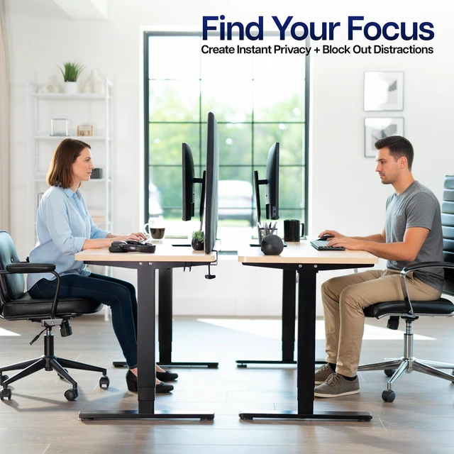 Alt view image 4 of 7 - VIVO 60" Clamp-On Desk Privacy Panel, Sound-Reducing PET Fabric