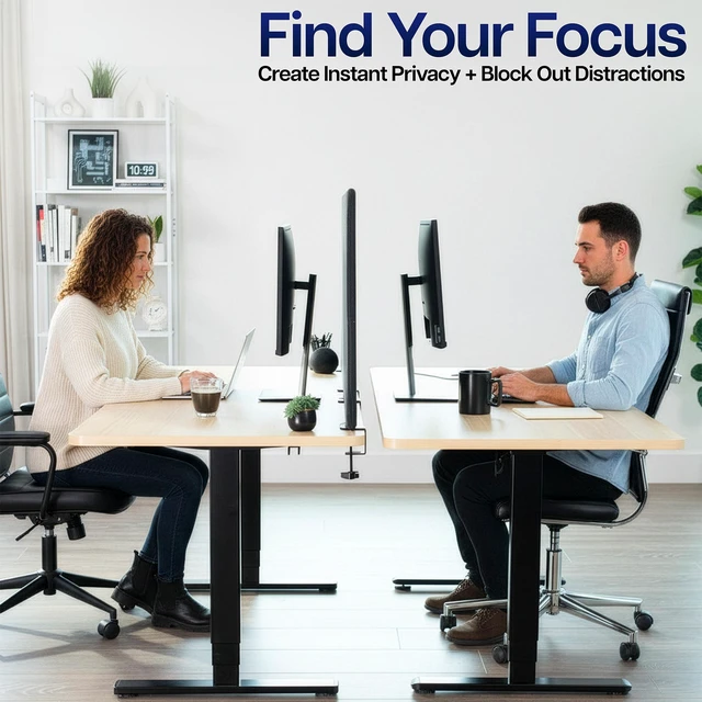 Alt view image 4 of 7 - VIVO 72 Clamp-On Desk Privacy Panel, PET Fabric, 2-Pack