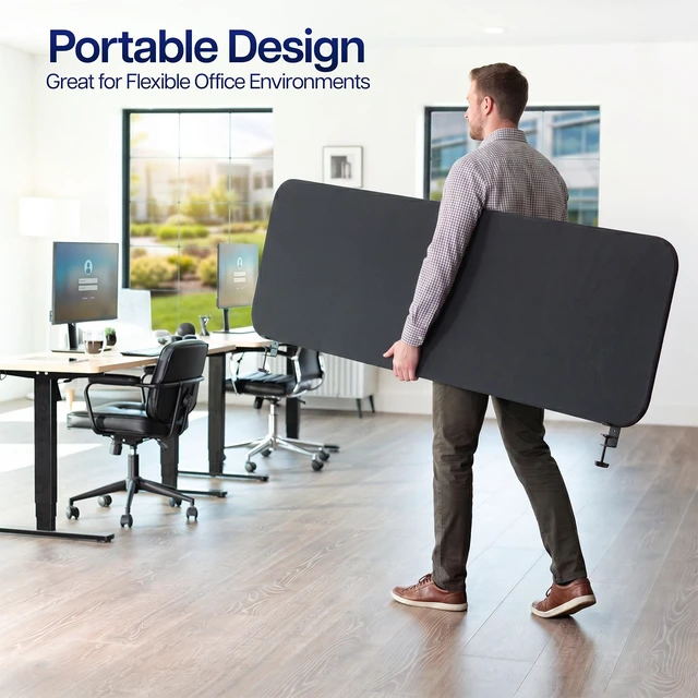 Alt view image 7 of 7 - VIVO Clamp-On 108 Desk Privacy Panel, PET Fabric, One 60" and Two 24, 3-Pack