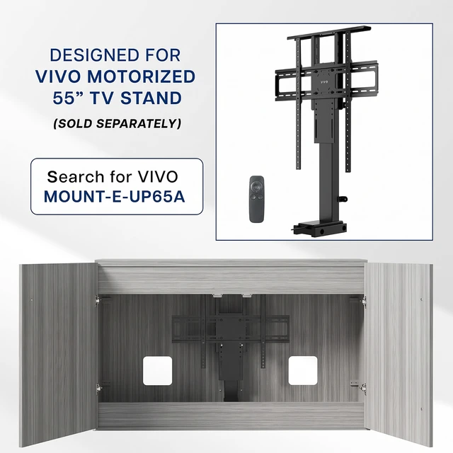 Alt view image 2 of 7 - VIVO Gray Motorized Vertical Lift Concealed TV Cabinet, Hold 32-55 TVs