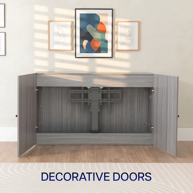Alt view image 7 of 7 - VIVO Gray Motorized Vertical Lift Concealed TV Cabinet, Hold 32-55 TVs