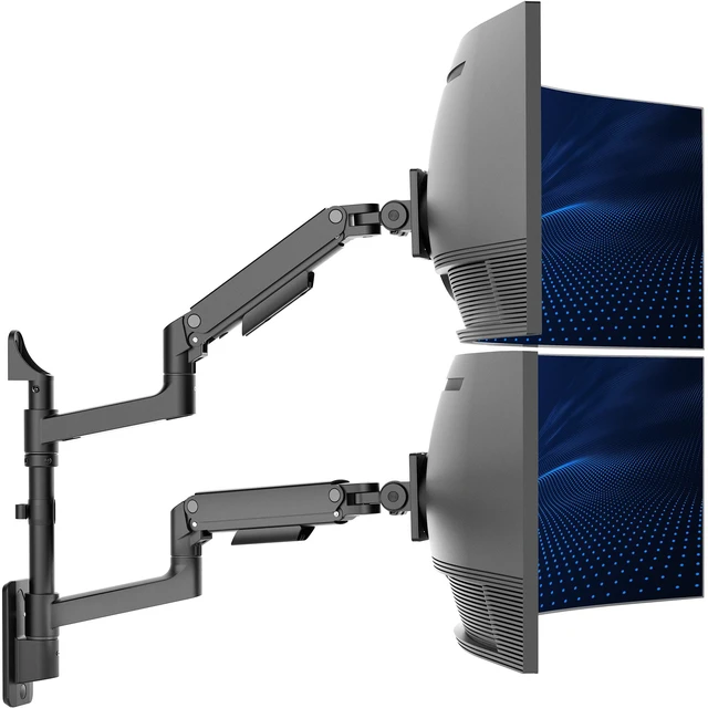 Main image of VIVO Dual Pneumatic Arm Monitor Wall Mount, Fits Ultrawide Screens up to 49"