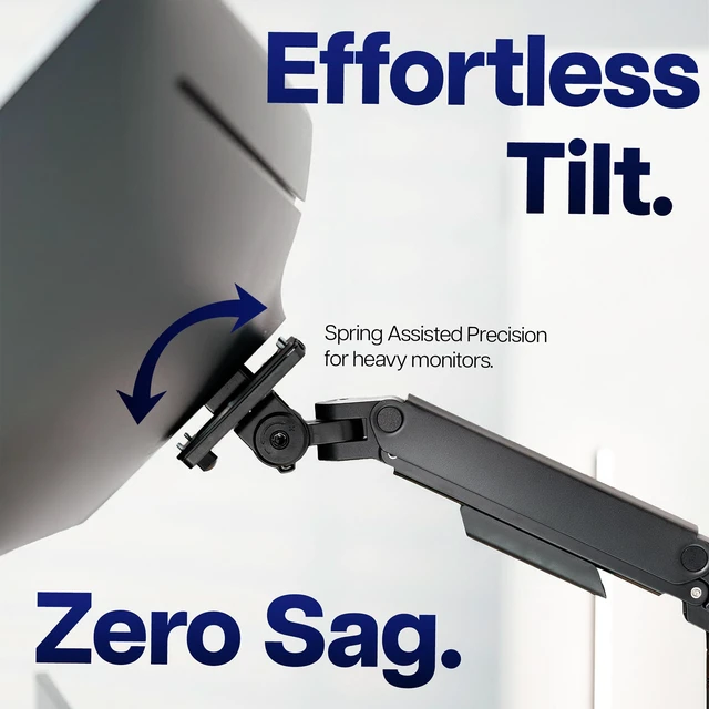 Alt view image 4 of 7 - VIVO Dual Pneumatic Arm Monitor Wall Mount, Fits Ultrawide Screens up to 49"