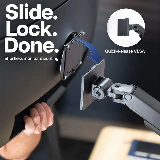 Alt view image 7 of 7 - VIVO Dual Pneumatic Arm Monitor Wall Mount, Fits Ultrawide Screens up to 49"