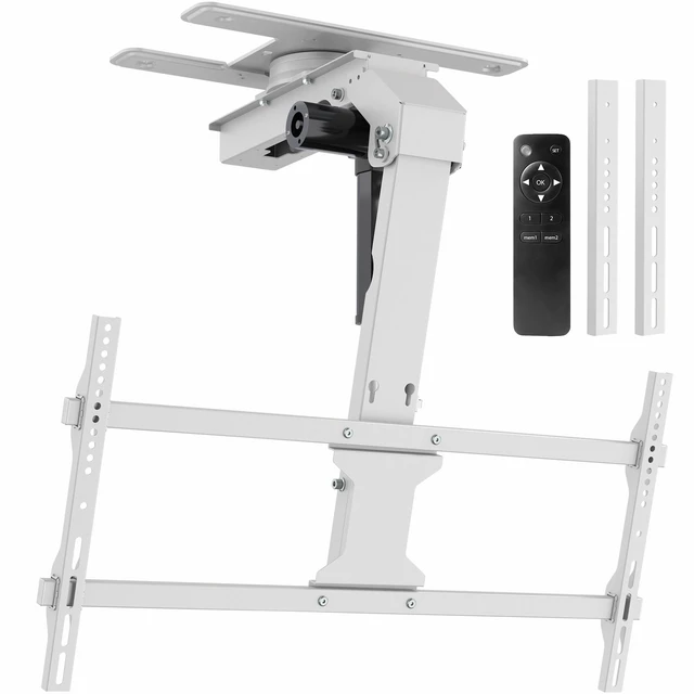 Main image of VIVO White Electric Flip Down and Swivel Ceiling TV Mount for 37-86 Screens