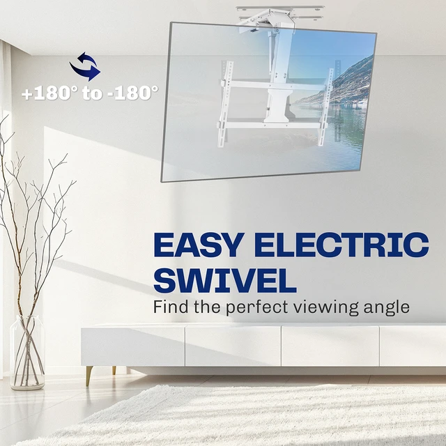 Alt view image 2 of 7 - VIVO White Electric Flip Down and Swivel Ceiling TV Mount for 37-86 Screens