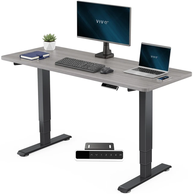 Main image of VIVO PRO 2-Motor 60 x 24 Standing Desk, 1-Piece Dark Gray Top, Black Frame