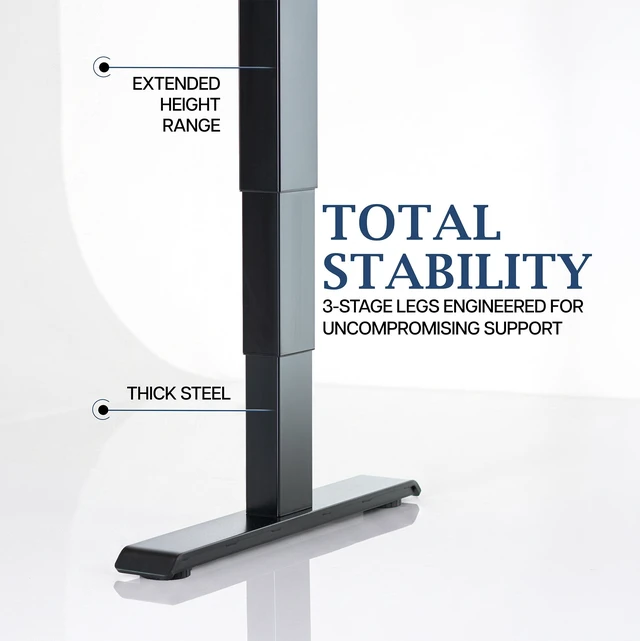 Alt view image 6 of 7 - VIVO PRO 2-Motor 60 x 24 Standing Desk, 1-Piece Dark Gray Top, Black Frame
