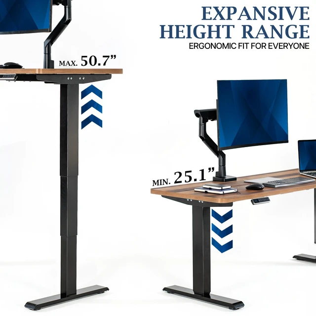 Alt view image 5 of 7 - VIVO PRO 2-Motor 60x24 Standing Desk, 1-Piece Reclaimed Wood Top, Black Frame