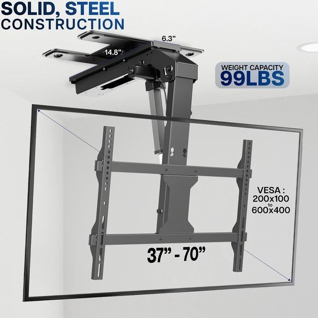 Alt view image 3 of 7 - VIVO Electric Flip Down and Swivel Ceiling TV Mount for 37 to 70 inch Screens