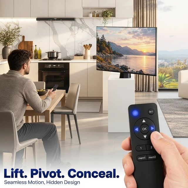Alt view image 2 of 7 - VIVO Black Motorized Large Swivel TV Stand, Fits 37-80 Screens up to 132lbs