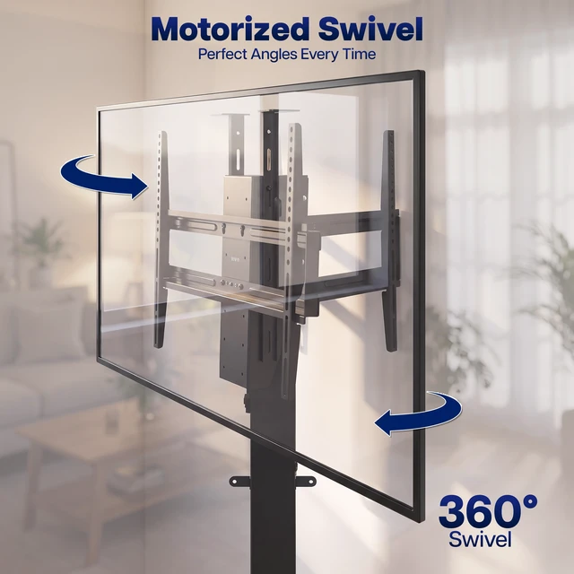 Alt view image 3 of 7 - VIVO Black Motorized Large Swivel TV Stand, Fits 37-80 Screens up to 132lbs