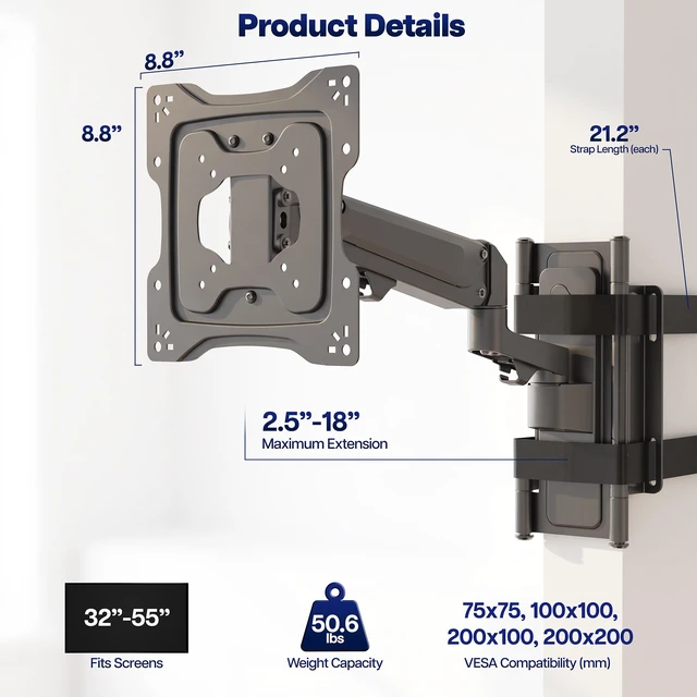 Alt view image 4 of 7 - VIVO No Drill Pillar TV Mount for 32"-55" TVs, Fits 20.6 Circumference Columns