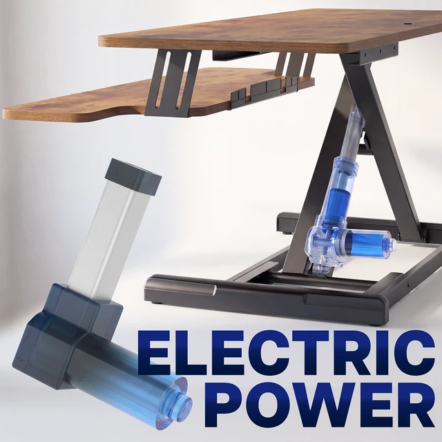 Alt view image 5 of 7 - VIVO Vintage Brown Electric 42" Standing Desk Monitor Riser, Sit Stand Tabletop