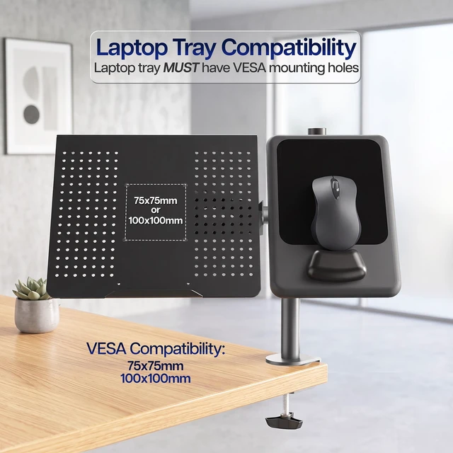 Alt view image 3 of 7 - VIVO 8 x 12 Mouse Pad Attachment Extension Tray, VESA 75x75mm & 100x100mm