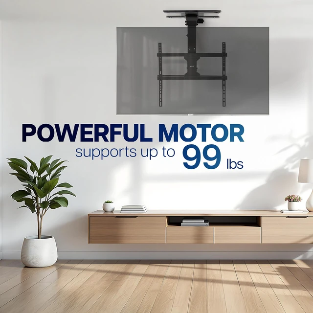Alt view image 2 of 7 - VIVO Black Electric Flip Down Ceiling TV Mount for 37 to 70 inch Screens