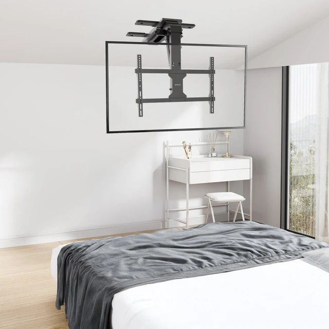 Alt view image 5 of 7 - VIVO Black Electric Flip Down Ceiling TV Mount for 37 to 70 inch Screens