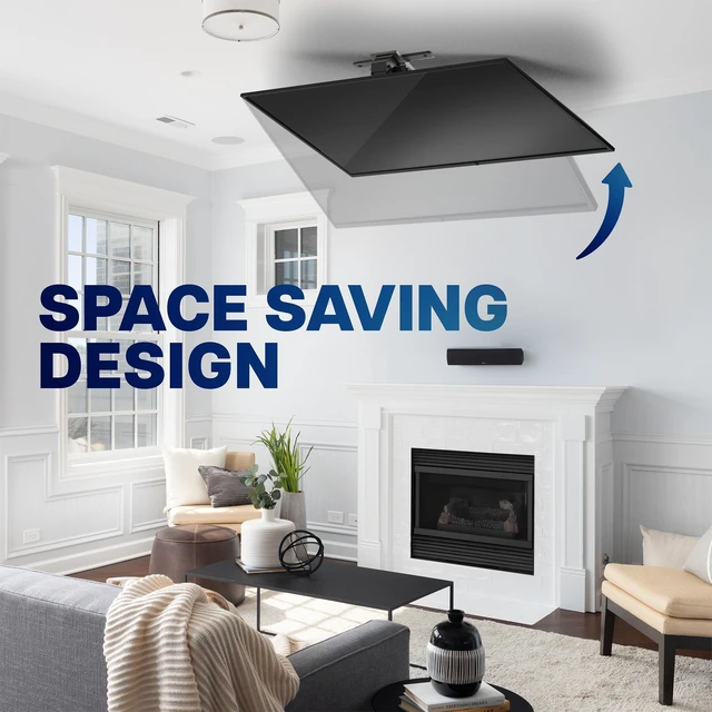 Alt view image 6 of 7 - VIVO Black Electric Flip Down Ceiling TV Mount for 37 to 70 inch Screens