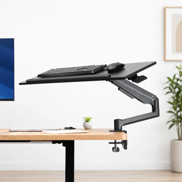 Alt view image 2 of 7 - VIVO Pneumatic Heavy Duty Clamp-on 30 Keyboard Tray, Holds 11lbs