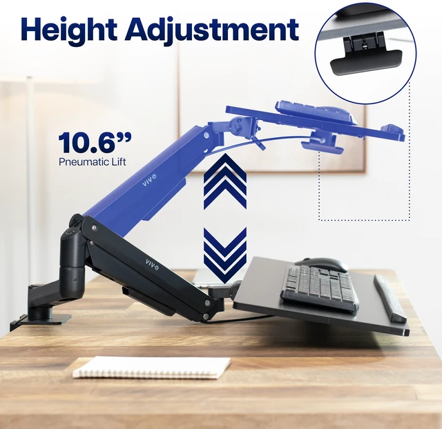 Alt view image 3 of 7 - VIVO Pneumatic Heavy Duty Clamp-on 30 Keyboard Tray, Holds 11lbs