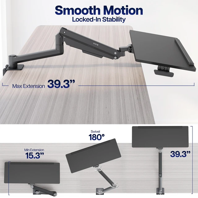 Alt view image 6 of 7 - VIVO Pneumatic Heavy Duty Clamp-on 30 Keyboard Tray, Holds 11lbs