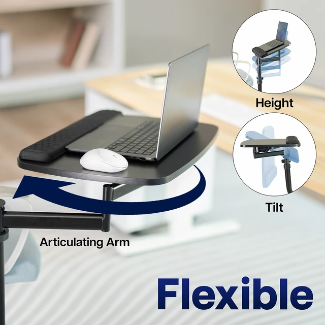 Alt view image 5 of 7 - VIVO Chair Mounted Laptop Tray, 18" Arm, 360° Rotation, Height Adjustable Arm