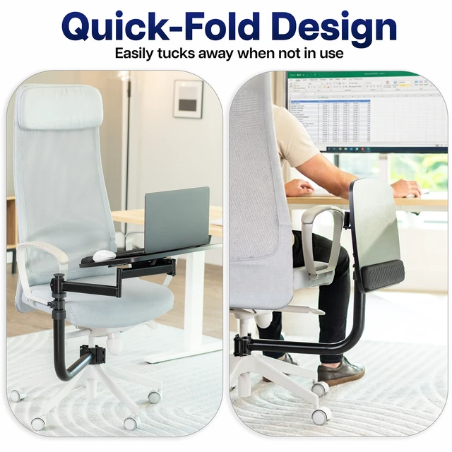 Alt view image 6 of 7 - VIVO Chair Mounted Laptop Tray, 18" Arm, 360° Rotation, Height Adjustable Arm