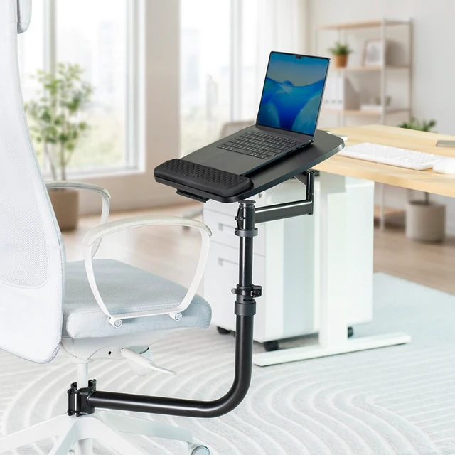 Alt view image 3 of 7 - VIVO Chair Mounted Laptop Tray, 18" Arm, 360° Rotation, Height Adjustable Arm