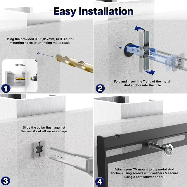 Alt view image 7 of 7 - VIVO Metal Stud TV Mount Hardware Kit, 200 lbs TV Mount Capacity