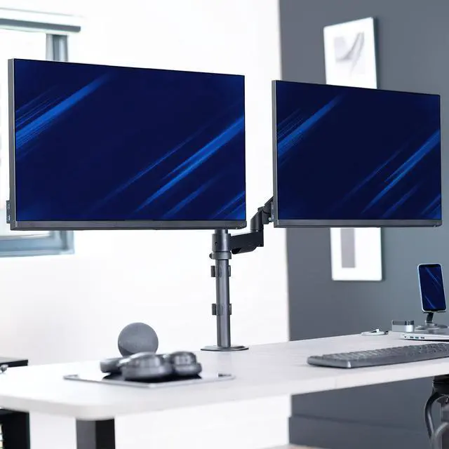 Alt view image 2 of 7 - VIVO Dual Monitor Mechanical Spring Sit-Stand Desk Mount for 2 Screens up to 32"
