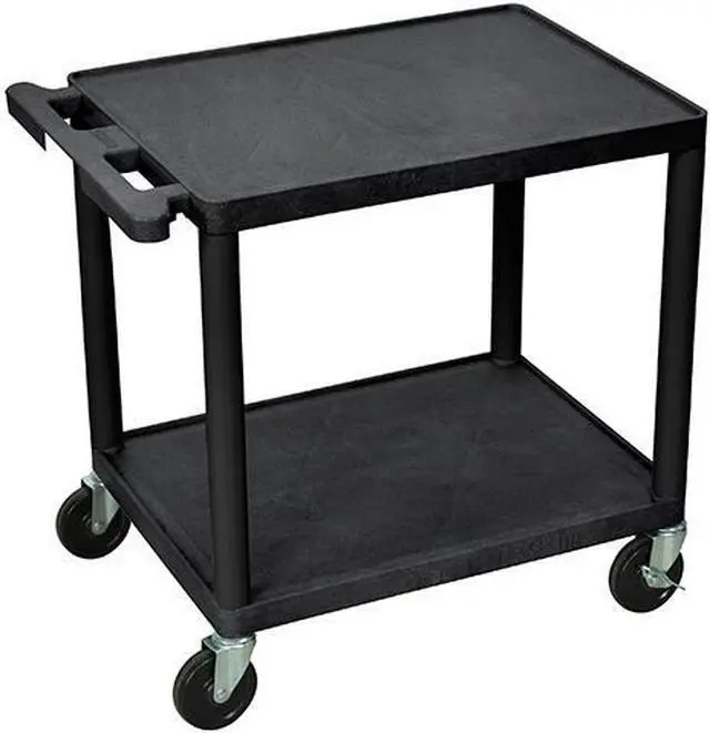 Alt view image 3 of 6 - Luxor 26"H Mobile Multipurpose Plastic Storage Utility AV Cart with 2 Shelves - Black