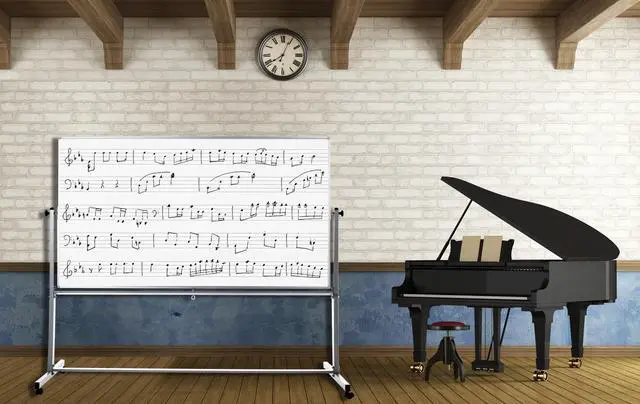 Alt view image 5 of 11 - Luxor Mobile Music Staff Whiteboard - Dual-Sided Music Notation - 72" x 48" - White Surface, Silver Aluminum Frame  MB7248MM