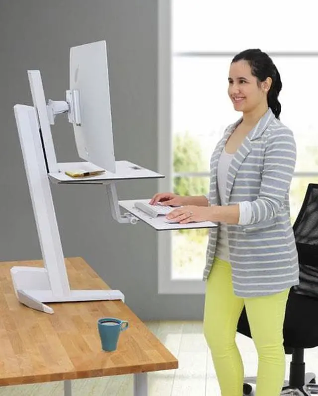 Alt view image 2 of 18 - Ergotron - 33-350-211 - WorkFit-S Sit-Stand Workstation w/Worksurface+, LCD LD Monitor, White