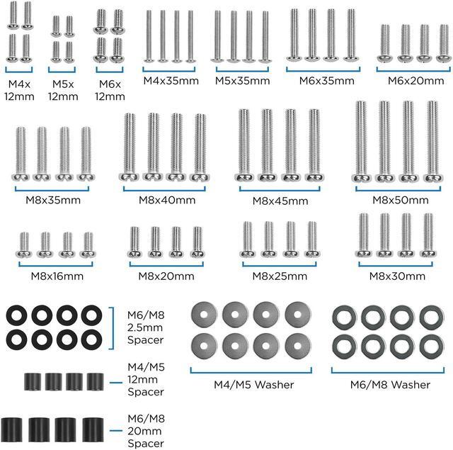 Alt view image 7 of 7 - Mount-It! TV Mounting Hardware Kit | Universal VESA Wall Mount Screw, Washer, Spacer Pack (M4 M5 M6 M8) for TV and Monitor Mounting