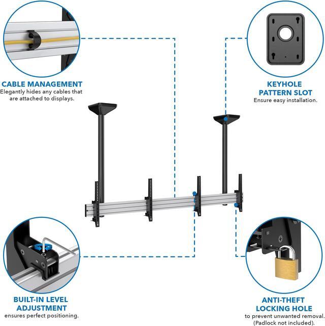 Alt view image 3 of 5 - Mount-It! Digital Signage Ceiling Mount for Two Screens | Fits 45” to 55” Screen Size TVs