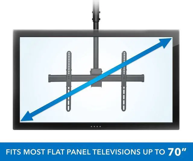 Alt view image 9 of 11 - Mount-It! Ceiling TV Mount | Fits 40"-70" TVs | Adjustable Extra Long 10 Feet Long