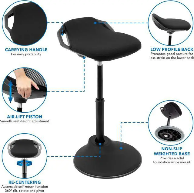 Alt view image 4 of 5 - Mount-It! Ergonomic Stool with Non-Slip Base