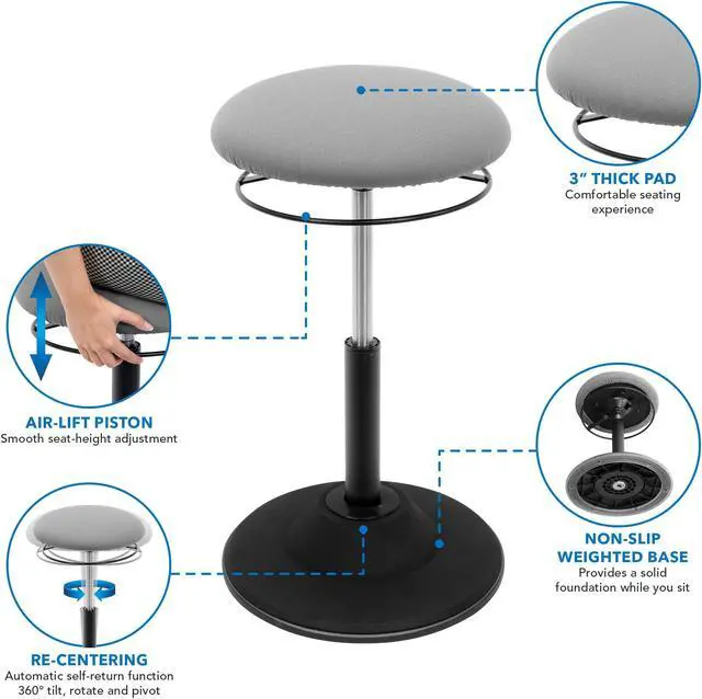 Alt view image 5 of 5 - Mount-It! Active Stools | Sit and Stand Swivel Padded Chair