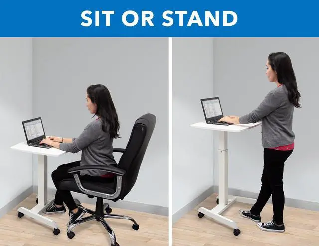 Alt view image 2 of 7 - Mount-It! Adjustable Rolling Computer Desk | 23.6" x 20.5"