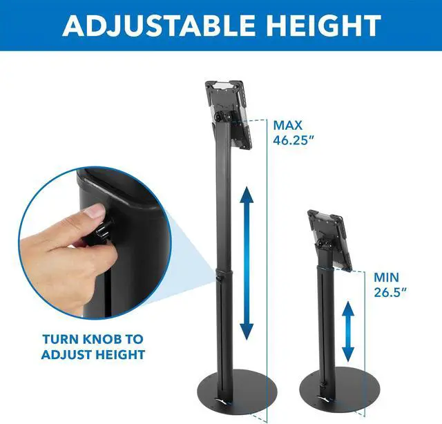 Alt view image 4 of 4 - Mount-It! Universal Tablet Floor Kiosk | Theft-Deterrent Tablet Stand | Black