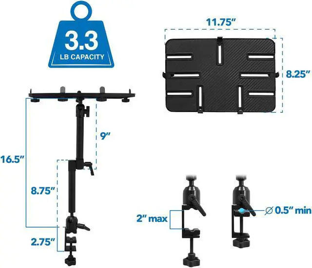 Alt view image 2 of 5 - Mount-It! Tablet Pole Mount | 14" Max Screen Size