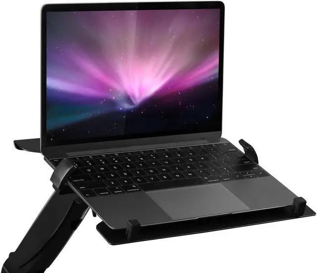 Alt view image 4 of 14 - Mount-It! Laptop Holder Mount Tray 16" Max Screem | Attaches to Monitor Stand