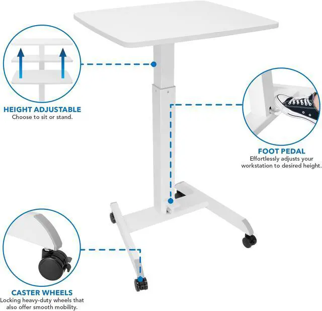 Alt view image 4 of 7 - Mount-It! Adjustable Rolling Computer Desk | 23.6" x 20.5"