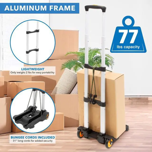 Alt view image 3 of 5 - Mount-It! Premium Folding Luggage Cart | 77 LBS Capacity