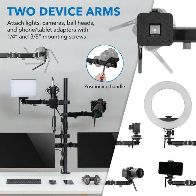 Alt view image 6 of 6 - Mount-It! All-In-One Live Streaming Gaming Studio Camera Setup Stand | Dual Monitor