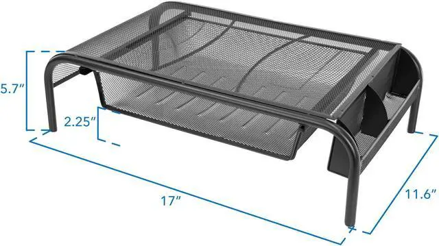 Alt view image 5 of 7 - Mount-It! Metal Mesh Monitor Stand Riser with Pullout Drawer | 32" Max Screen Size