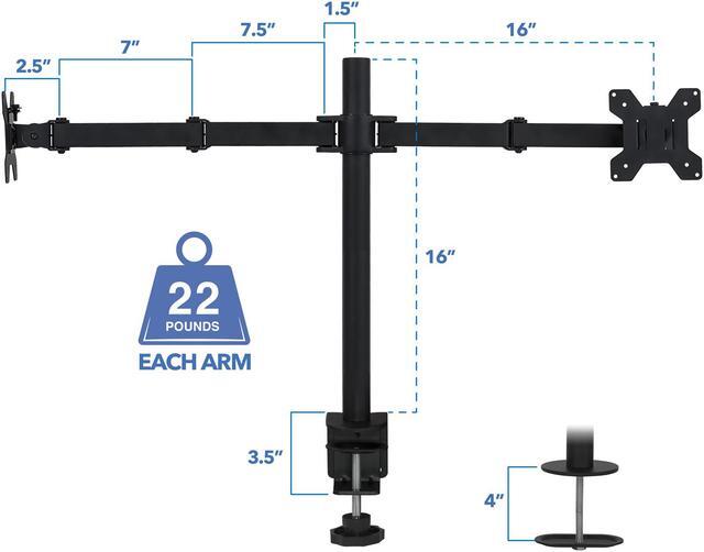 Alt view image 4 of 7 - Mount-It! Dual Monitor Mount | Fits Up to 32" Screens | Full Motion Gaming VESA Stand