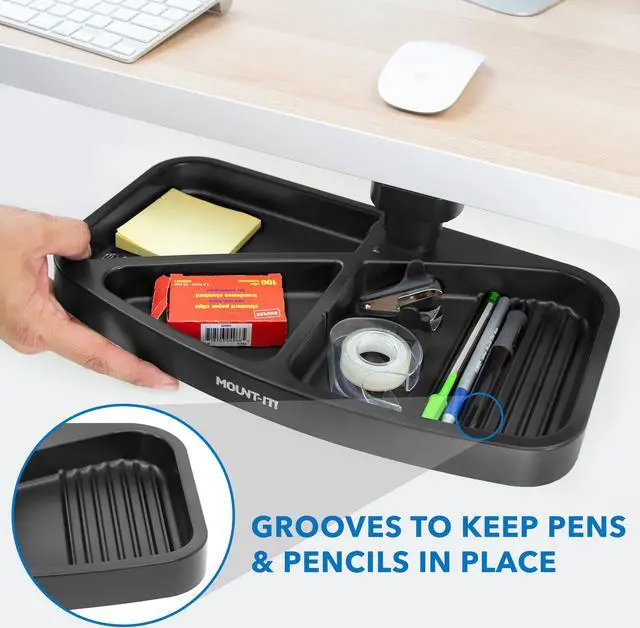 Alt view image 5 of 6 - Mount-It! Under Desk Swivel Storage Tray | Ergonomic Undermount Shelf