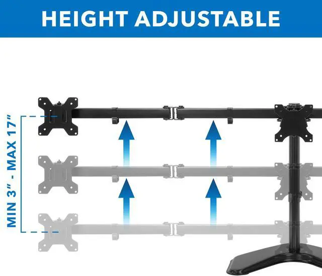 Alt view image 3 of 13 - Mount-It! Adjustable Triple Monitor Stand Up to 32" Black (MI-2789XL)