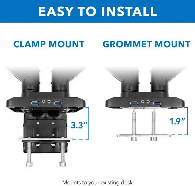 Alt view image 6 of 15 - Mount-It! Adjustable Dual-Monitor Mount Up to 35" Black (MI-4772)